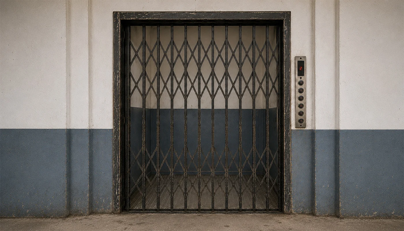 What is the Advantage of Folding Doors in a Freight Elevator?