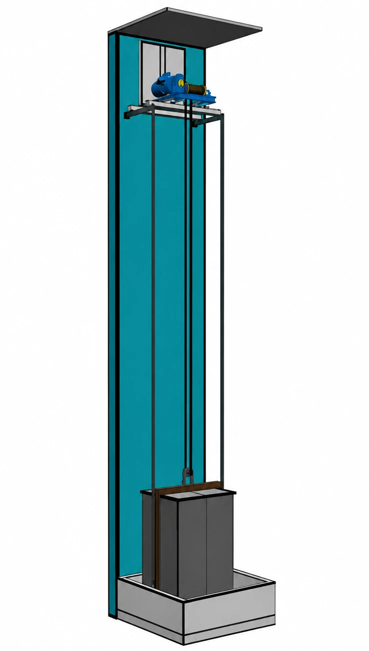 Freight Elevator Drum Type without Machine Room