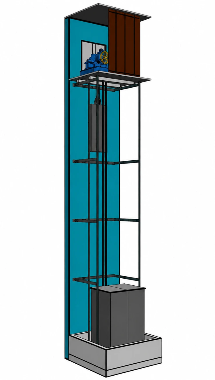 Freight Elevator Counterweight Type with Machine Room